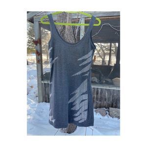 Y2K Haiku Slate Gray Tank Dress Silver Icicle Textured Crystal Design Sz M